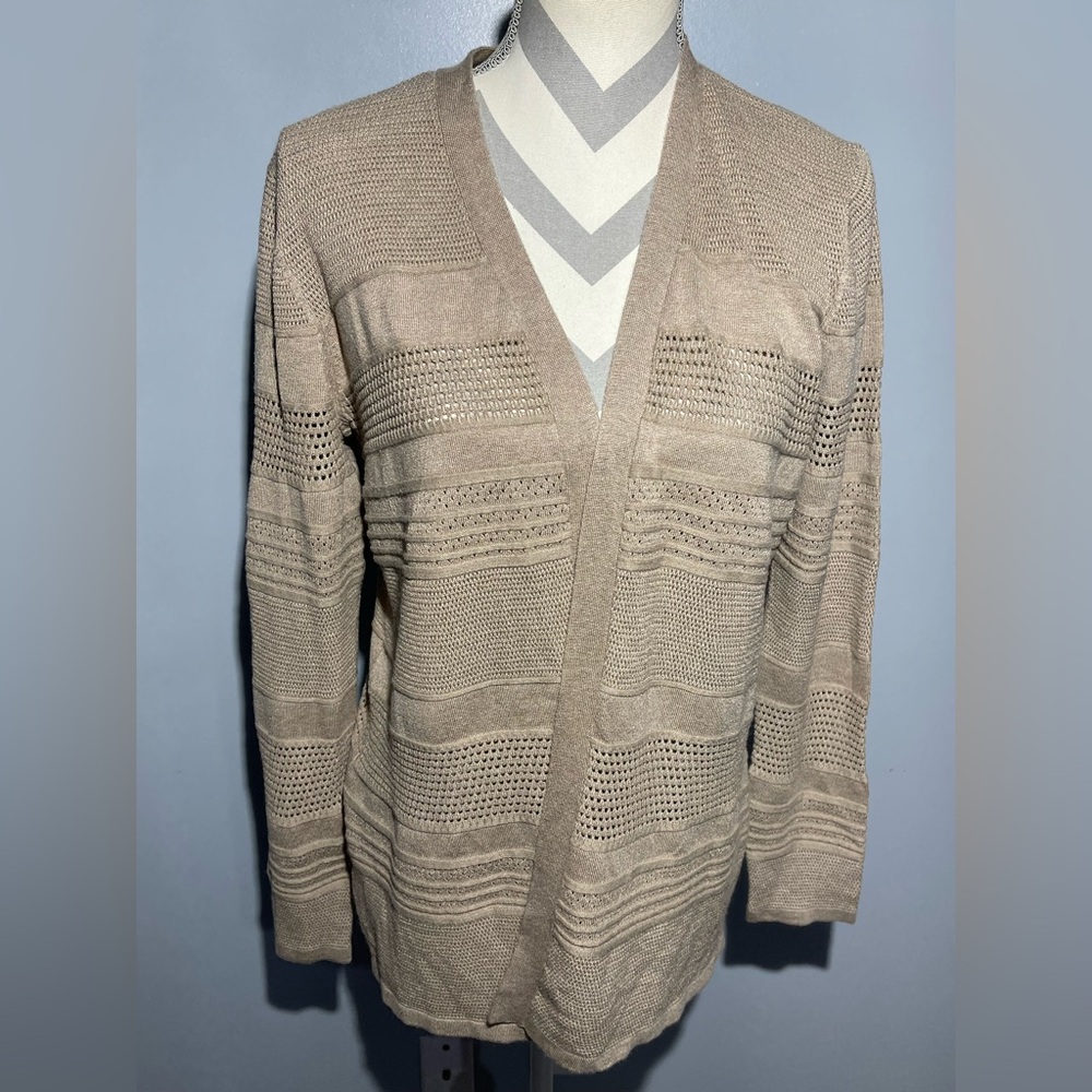 Karen Scott Light Brown Knit Cardigan